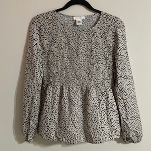 Urban Romantics Smocked Polka Dot Top SZ S
